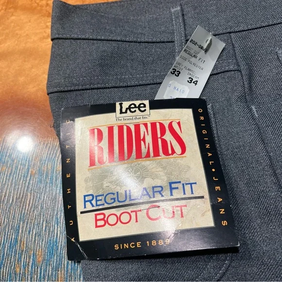 Vintage LEE Riders Gray Polyester Boot JEANS Deadstock USA Made Size 33x34 NOS